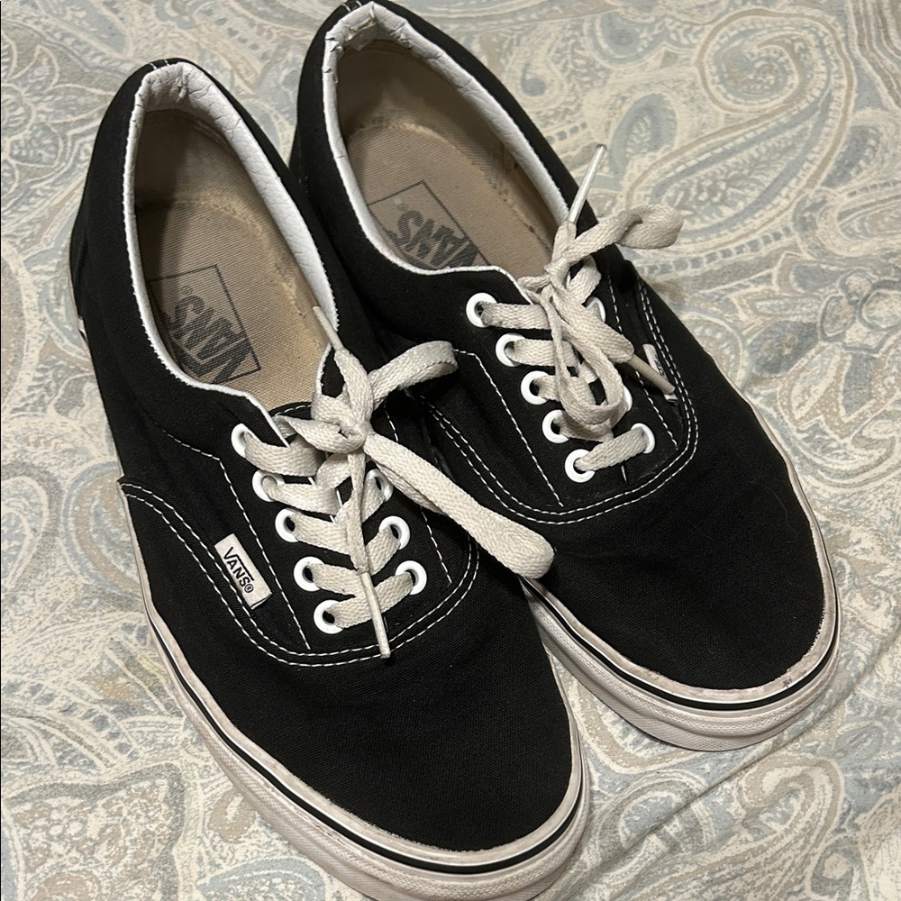 Vans Black and White Canvas Low-Top Sneakers